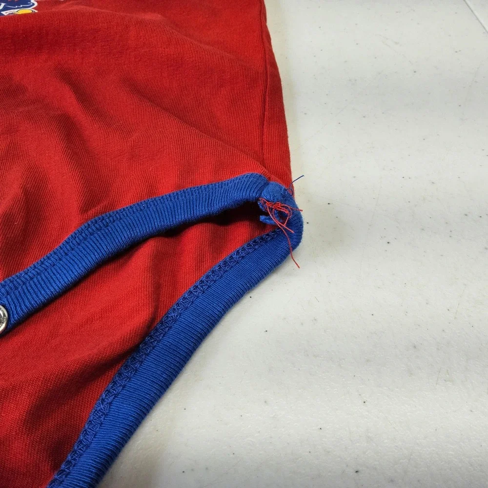 Kansas Jayhawks Bodysuit Kids 6/9 Months Red Blue Short Sleeve Snap On‎ Logo
